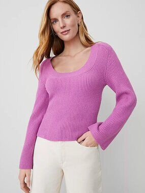 Ann Taylor Ribbed Scoop Neck Sweater S NWT